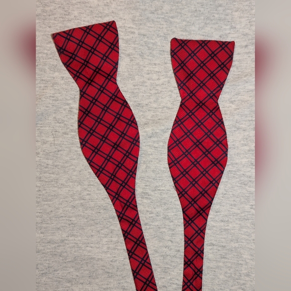 Beau Ties Of Vermont Adjustable Silk Bow Tie Red Black Stripe Check Silk USA - Picture 2 of 7